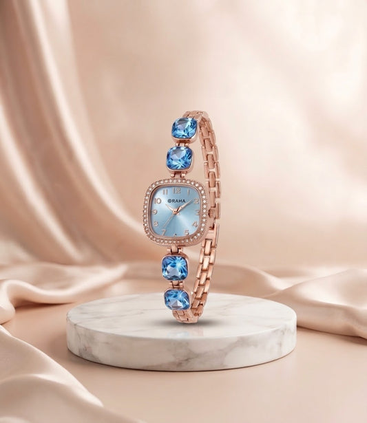 Luxury Crystal Bracelet Women's Watch – Elegant Rose Gold Square Dial