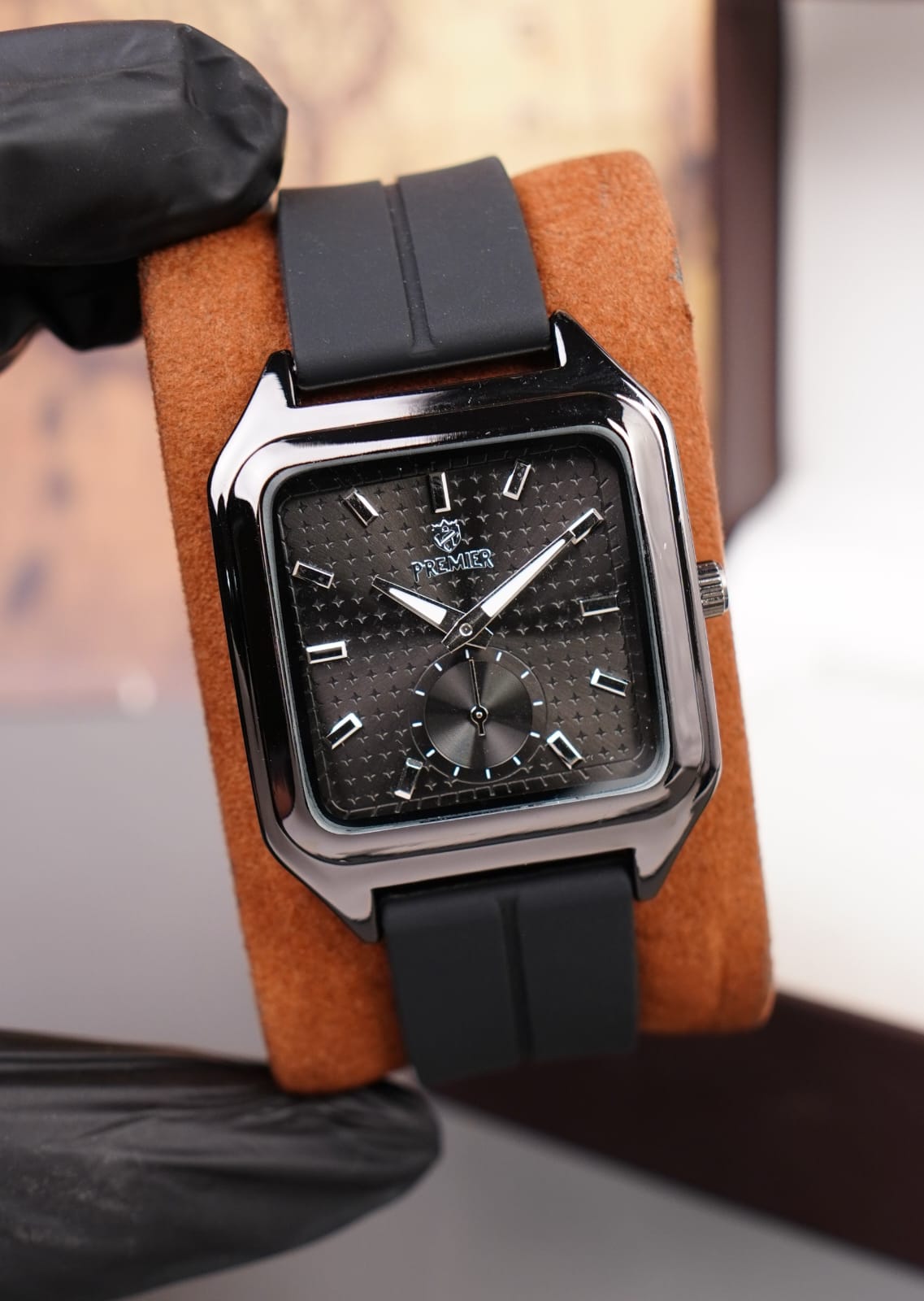 Men's Premier Silicone Strap Quartz Watch with Small Seconds Dial
