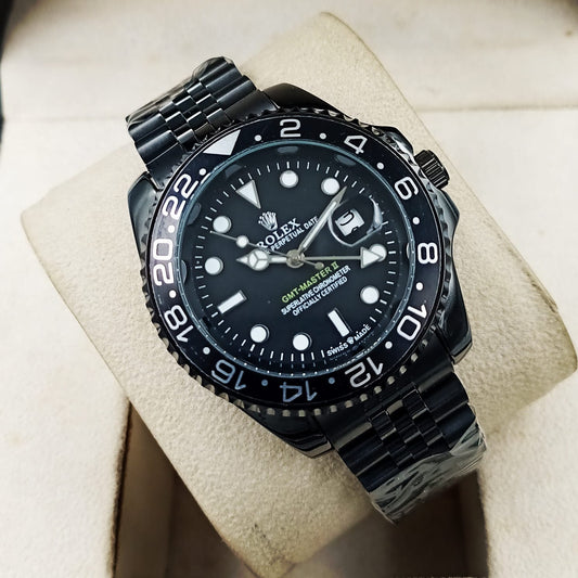 Two-Tone Bezel GMT-Style Men's Watch Silver Jubilee Strap