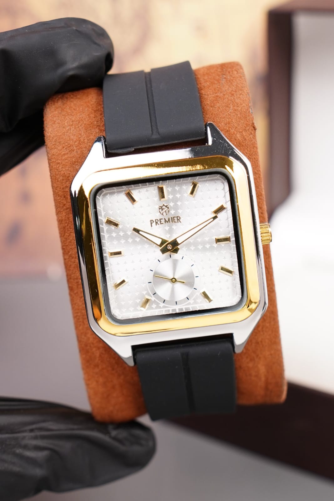 Men's Premier Silicone Strap Quartz Watch with Small Seconds Dial