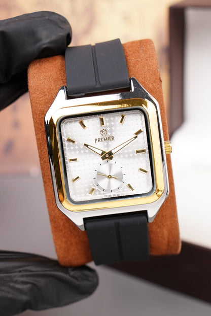 Men's Premier Silicone Strap Quartz Watch with Small Seconds Dial