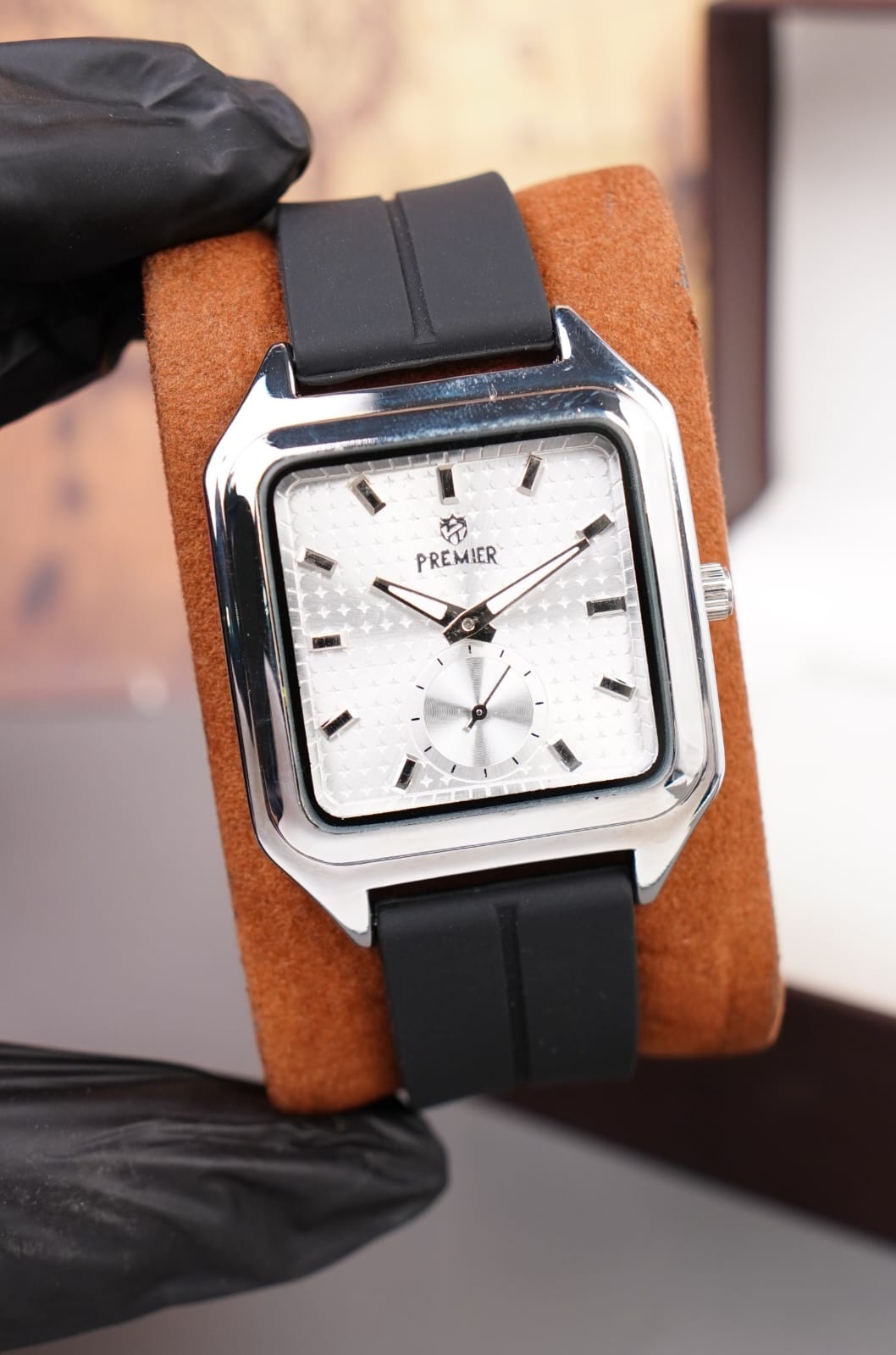 Men's Premier Silicone Strap Quartz Watch with Small Seconds Dial