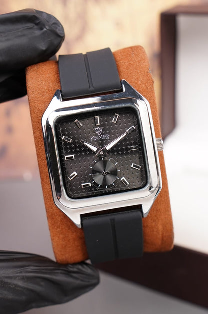 Men's Premier Silicone Strap Quartz Watch with Small Seconds Dial