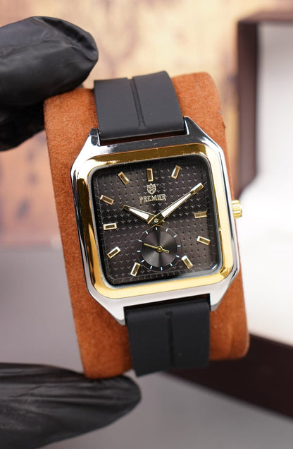 Men's Premier Silicone Strap Quartz Watch with Small Seconds Dial