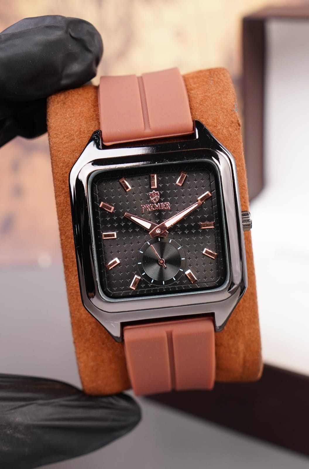 Men's Premier Silicone Strap Quartz Watch with Small Seconds Dial