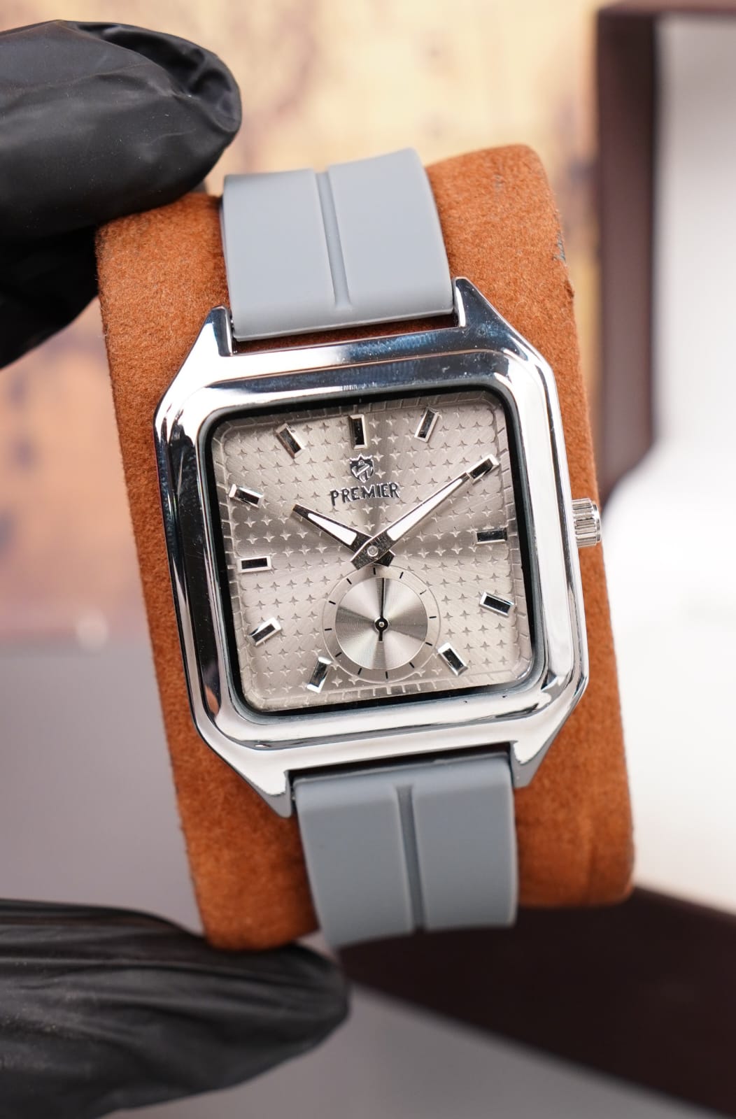Men's Premier Silicone Strap Quartz Watch with Small Seconds Dial
