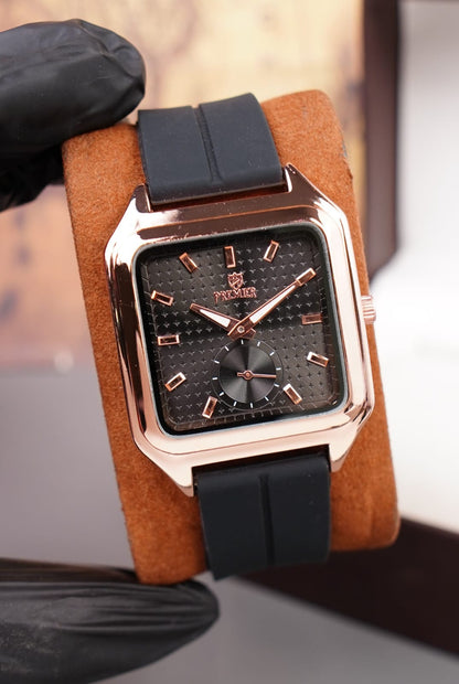 Men's Premier Silicone Strap Quartz Watch with Small Seconds Dial