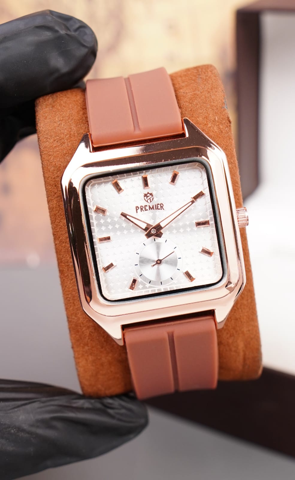 Men's Premier Silicone Strap Quartz Watch with Small Seconds Dial