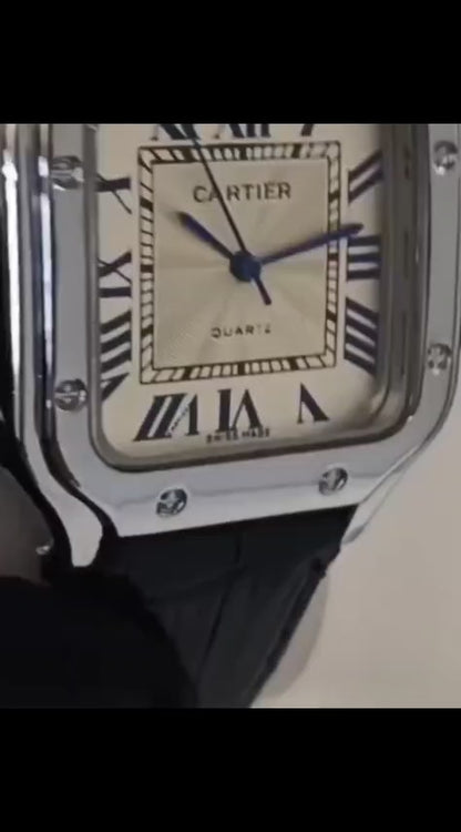 Cartier Santos Luxury Men's Watch – Classic Square Dial & Leather Strap