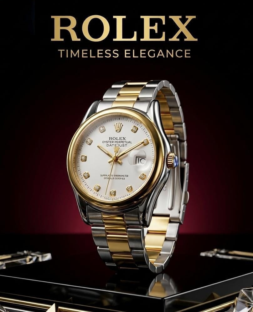 Premium Two-Tone Men's Chain Watch – Working Date & Classic Dial