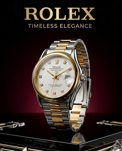 Premium Two-Tone Men's Chain Watch – Working Date & Classic Dial