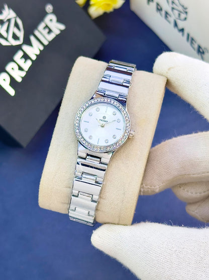 Premier Ladies Fancy Watch – Crystal Dial & Gold Bracelet with Butterfly Lock
