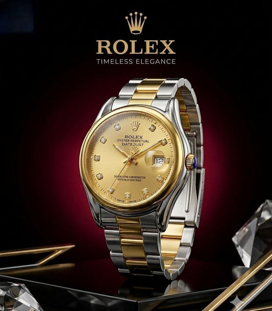 Premium Two-Tone Men's Chain Watch – Working Date & Classic Dial