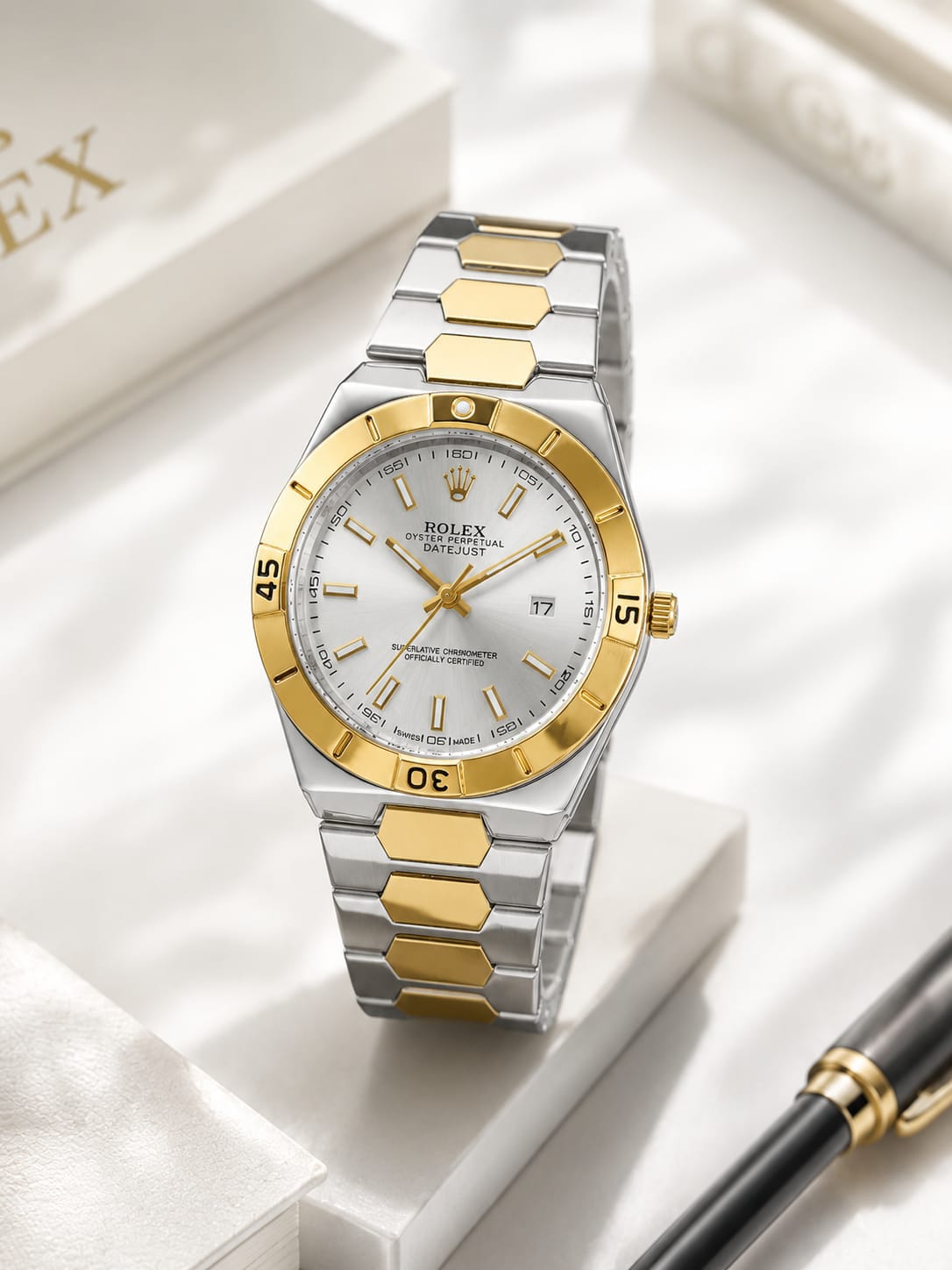 Premium Men's Date Watch – Stainless Steel Bracelet & Butterfly Lock