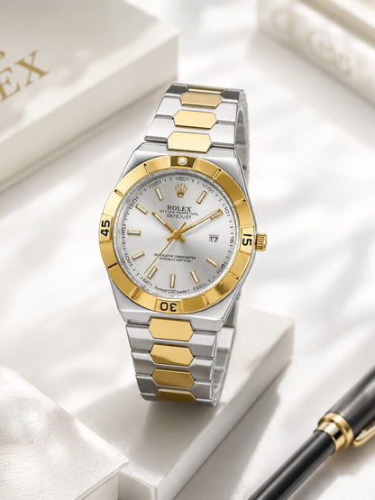Premium Men's Date Watch – Stainless Steel Bracelet & Butterfly Lock