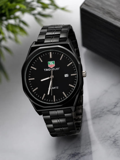 TAG Heuer Style Men's Black Stainless Steel Watch – Date Display