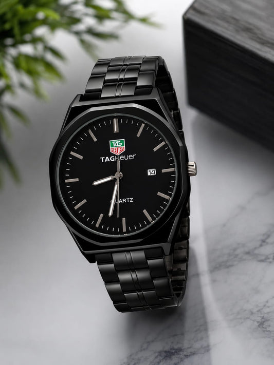 TAG Heuer Style Men's Black Stainless Steel Watch – Date Display