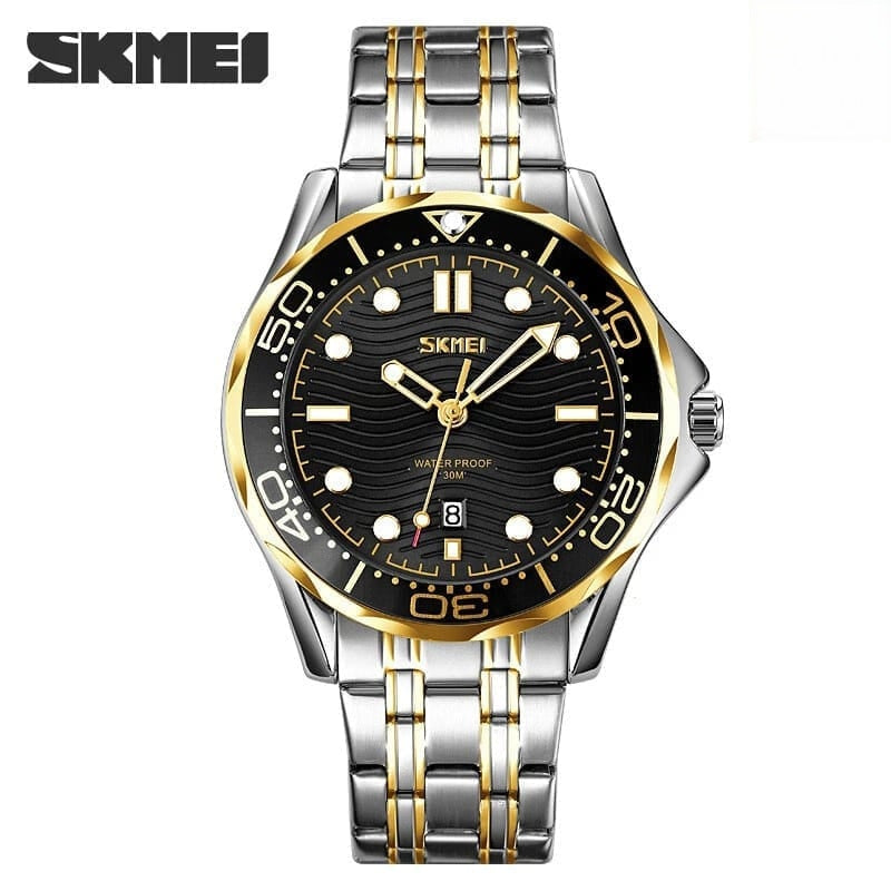 SKMEI 9276 Men's Luxury Watch – Stainless Steel Bracelet & Date Display