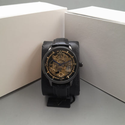 FITRON Automatic Skeleton Men's Watch – Stainless Steel Bracelet & Open-Heart Dial