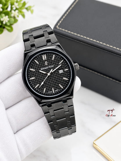 AP Style Men's Luxury Watch – Black Stainless Steel Bracelet
