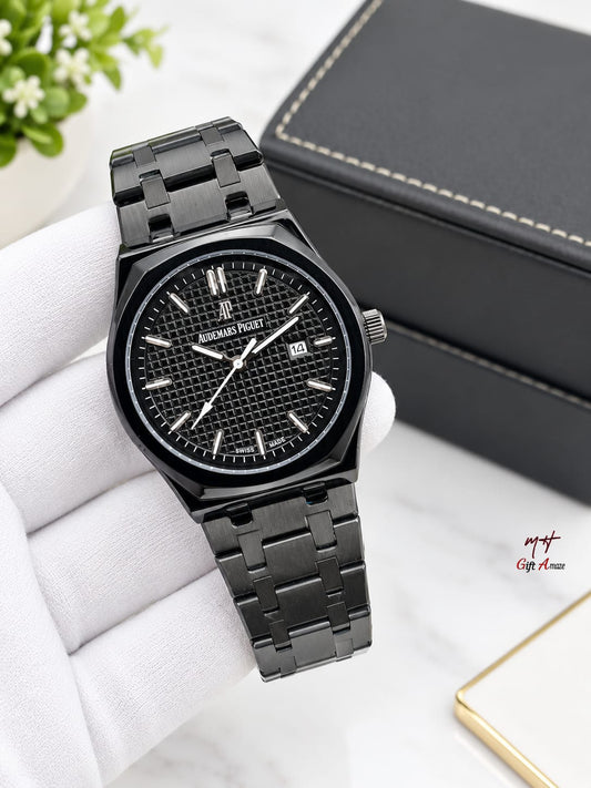 AP Style Men's Luxury Watch – Black Stainless Steel Bracelet