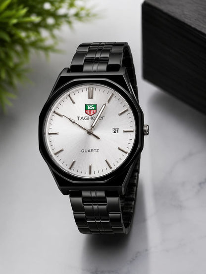 TAG Heuer Style Men's Black Stainless Steel Watch – Date Display