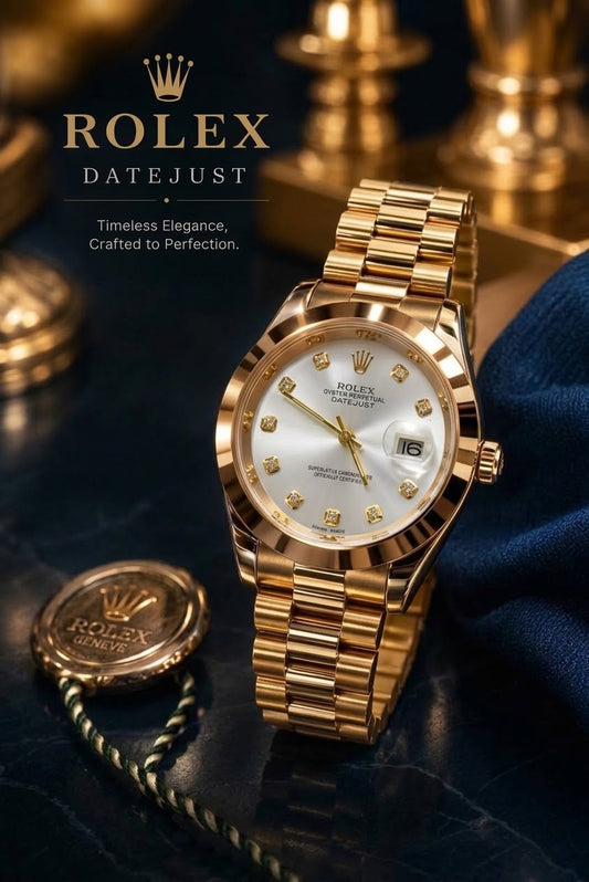 Premium Datejust-Style Men's Watch – Gold Stainless Steel Bracelet & Working Date