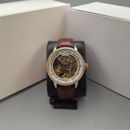 FITRON Automatic Skeleton Men's Watch – Stainless Steel Bracelet & Open-Heart Dial