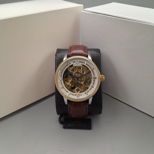FITRON Automatic Skeleton Men's Watch – Stainless Steel Bracelet & Open-Heart Dial
