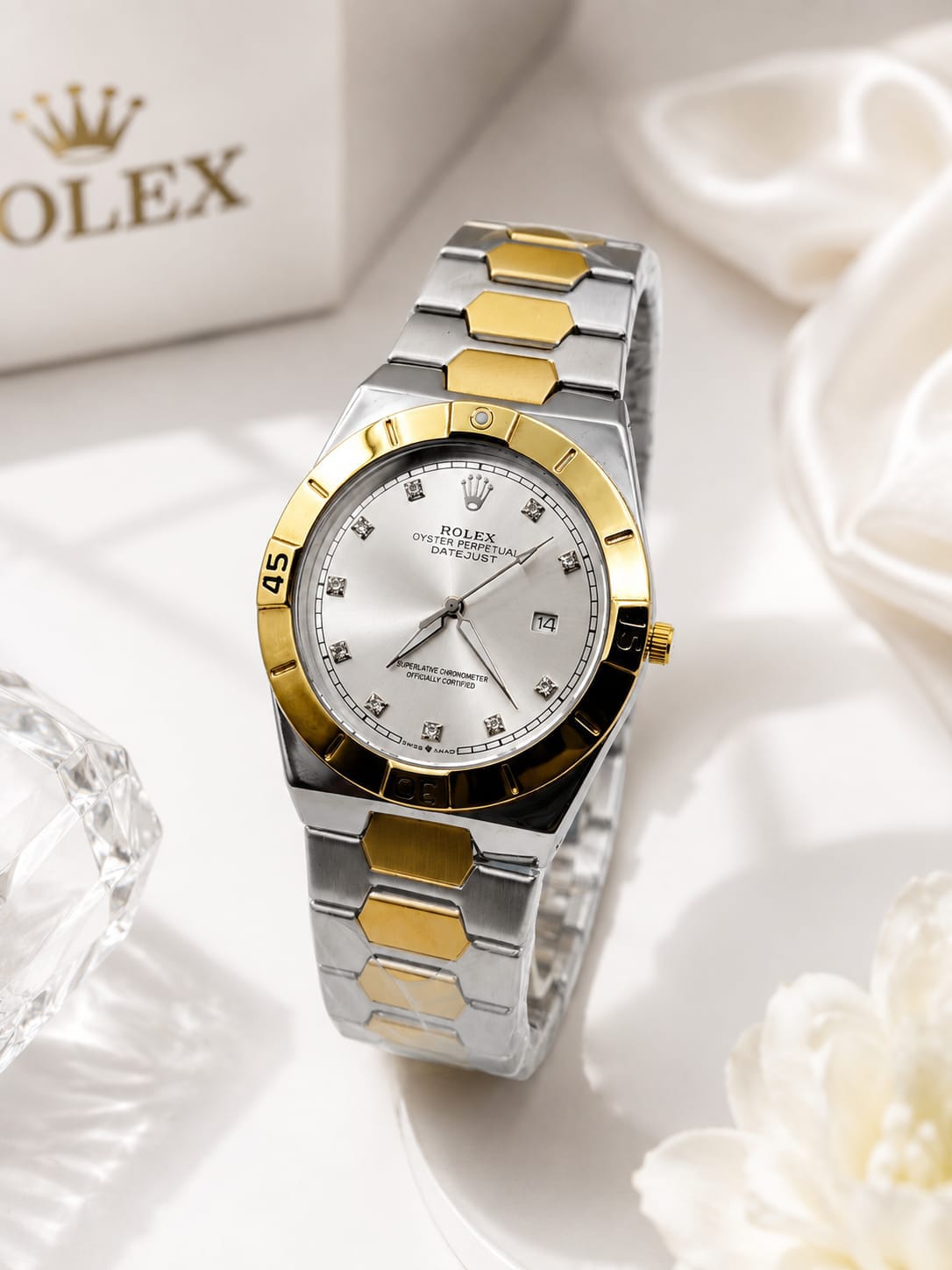 Premium Men's Date Watch – Stainless Steel Bracelet & Butterfly Lock