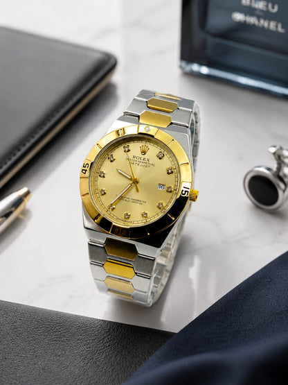 Premium Men's Date Watch – Stainless Steel Bracelet & Butterfly Lock