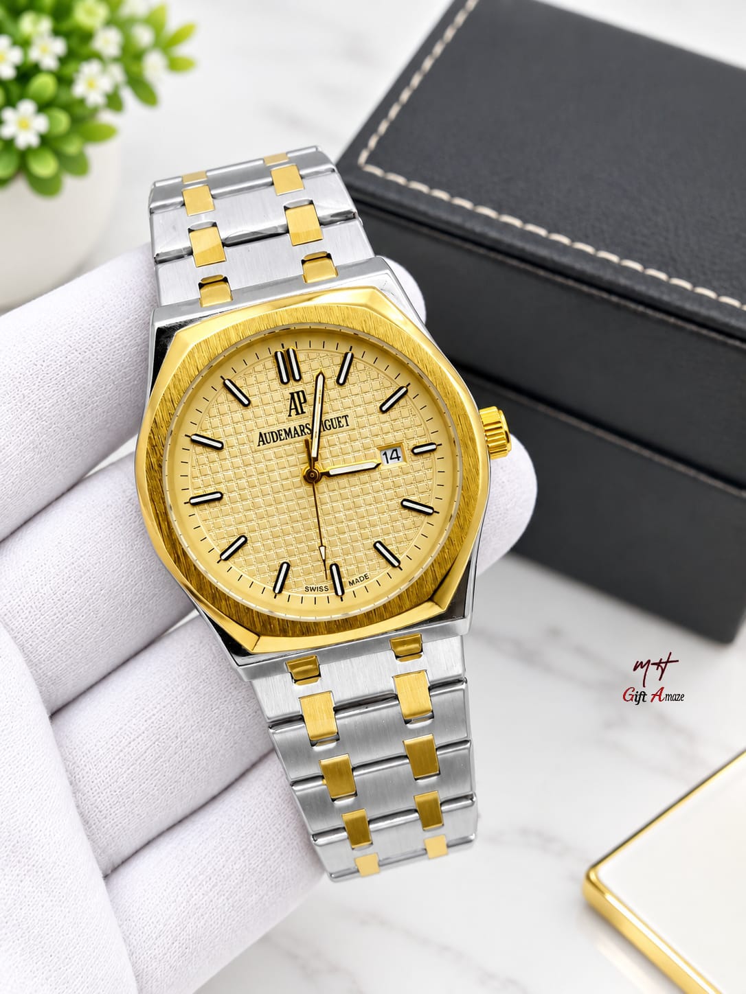 AP Style Men's Luxury Watch – Black Stainless Steel Bracelet