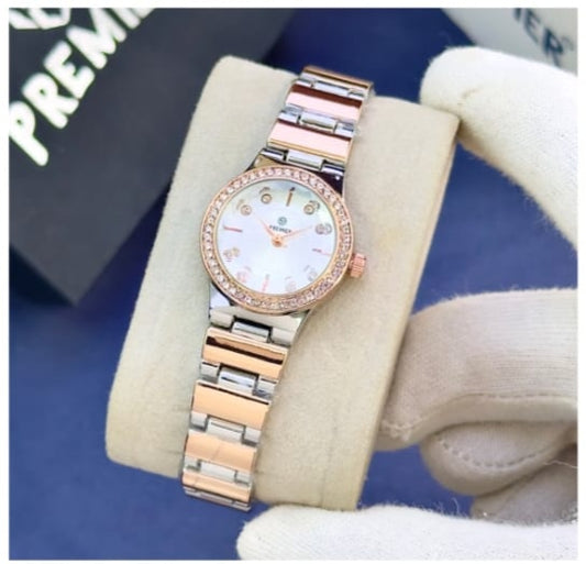 Premier Ladies Fancy Watch – Crystal Dial & Gold Bracelet with Butterfly Lock