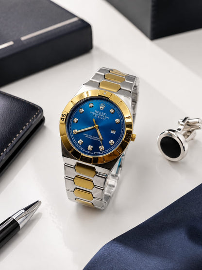 Premium Men's Date Watch – Stainless Steel Bracelet & Butterfly Lock